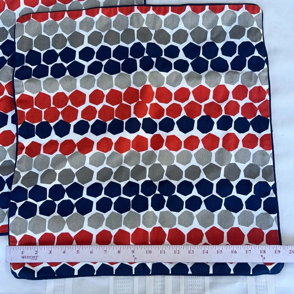 IKEA pillow covers FLONG set of 2 blue orange gray geometric print new, no tags